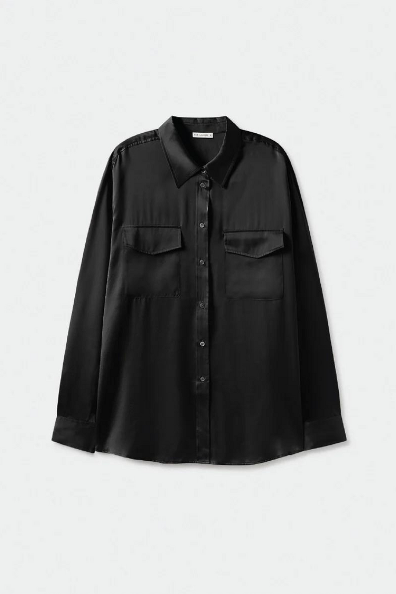 Silk Laundry Boyfriend Shirt Black