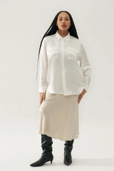 Silk Laundry Boyfriend Shirt White