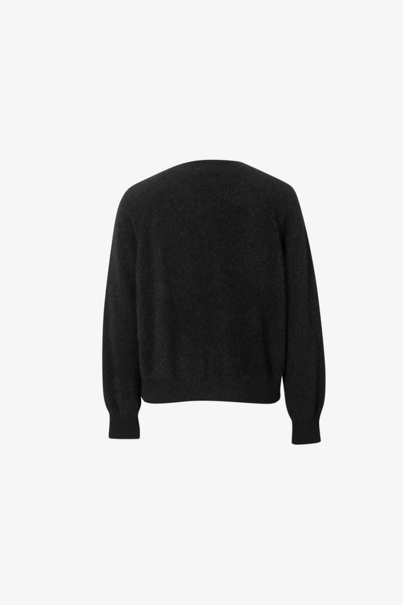 Round Neck Cashmere Cardigan Black