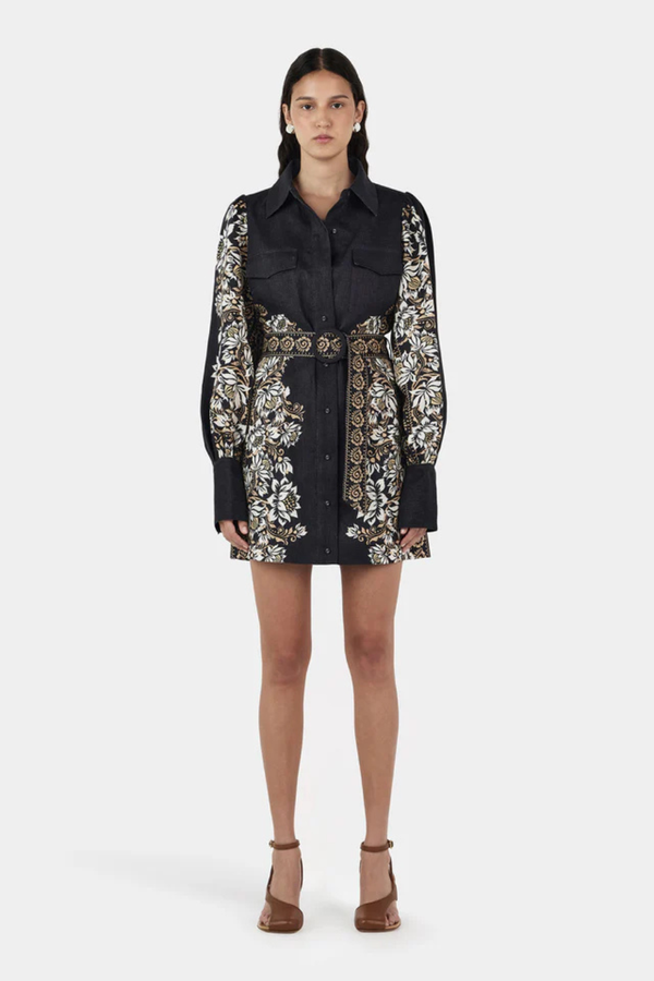 Constance Linen Mini Dress Midnight Bells Beach