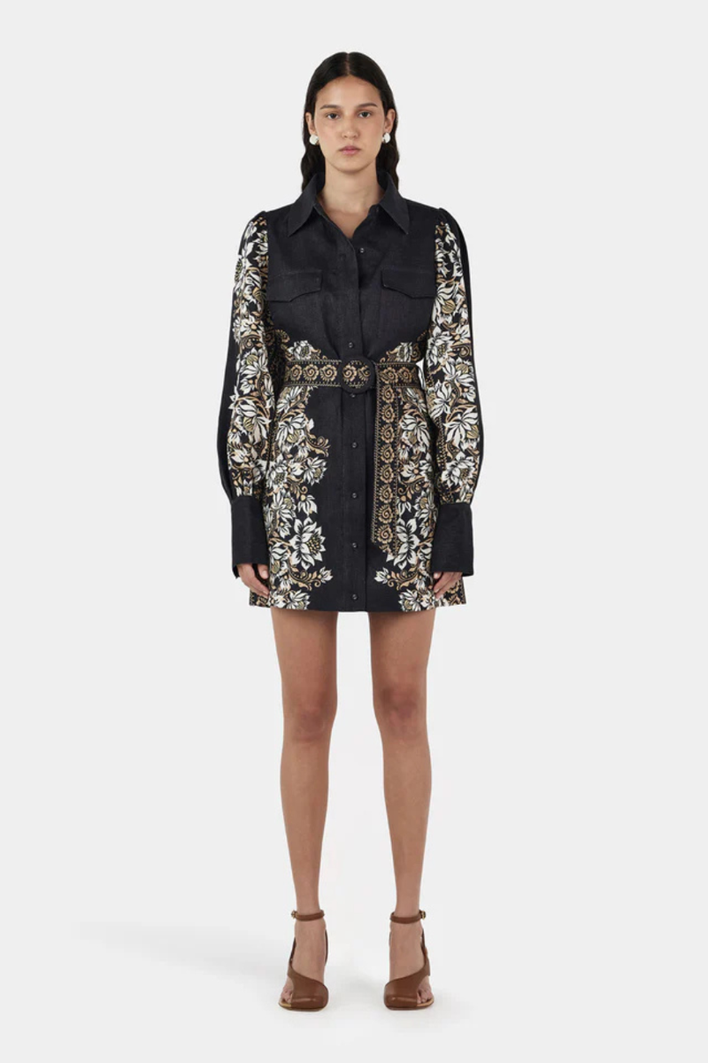 Constance Linen Mini Dress Midnight Bells Beach