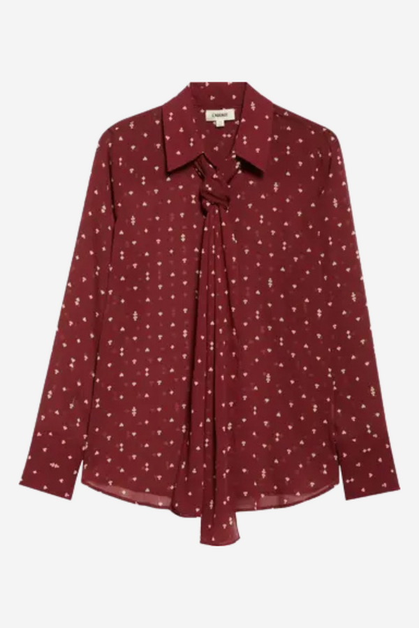 Basil Blouse With Neck Scarf Black Cherry