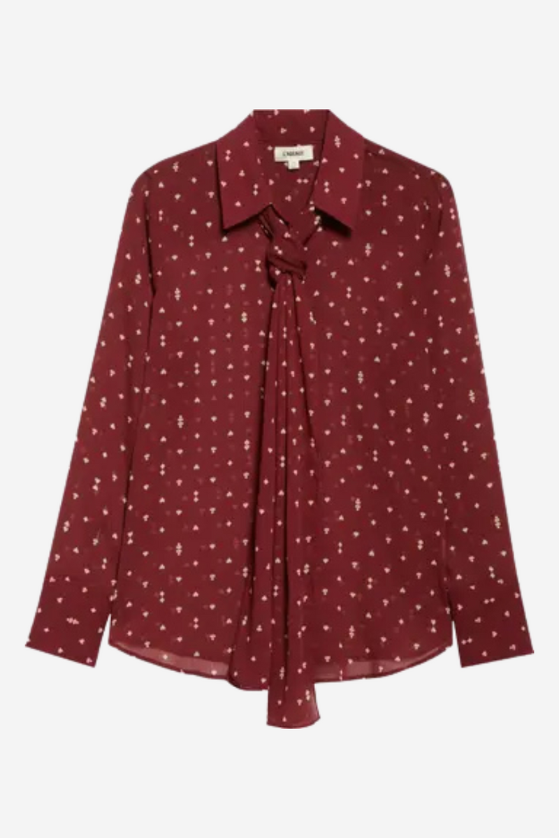 Basil Blouse With Neck Scarf Black Cherry