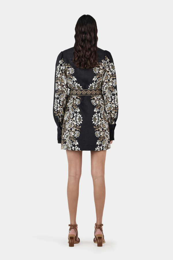 Constance Linen Mini Dress Midnight Bells Beach