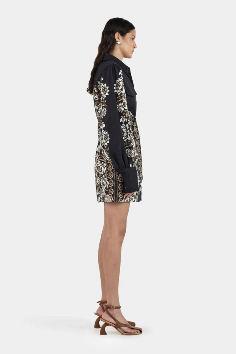 Constance Linen Mini Dress Midnight Bells Beach