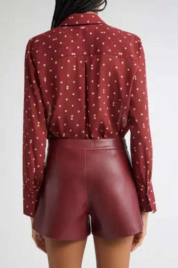 Basil Blouse With Neck Scarf Black Cherry