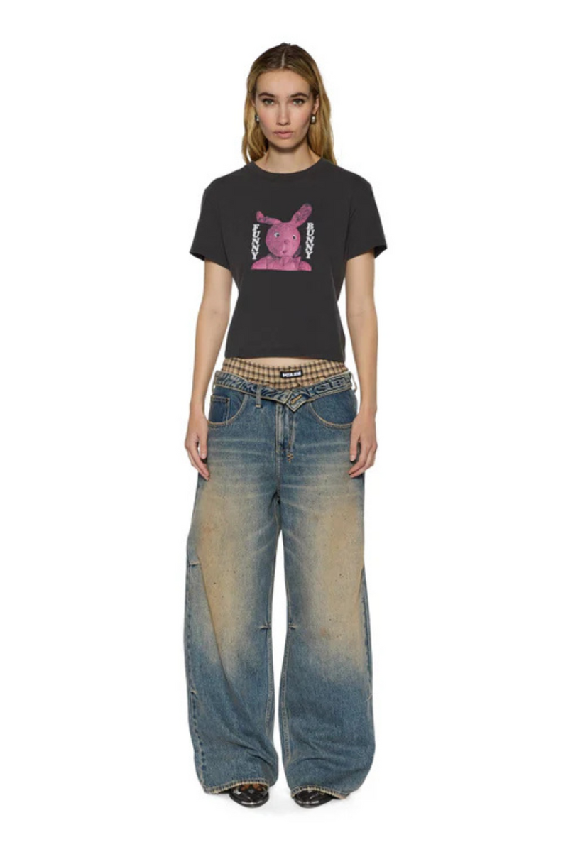 Funny Bunny Shrunken SS Tee Washed Black