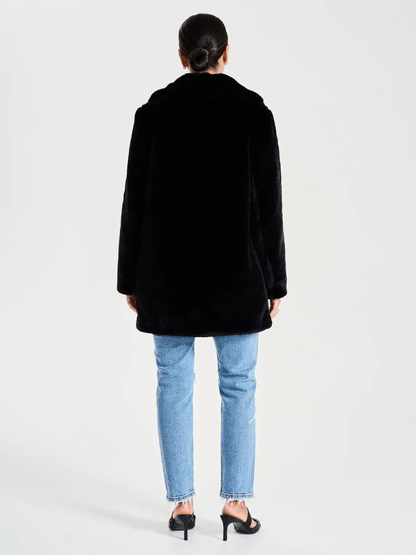 Minimalist Faux Fur Jacket Black