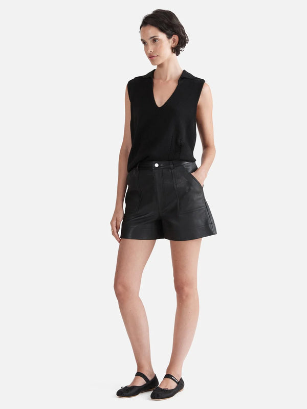 Danielle Textured Leather Short Black