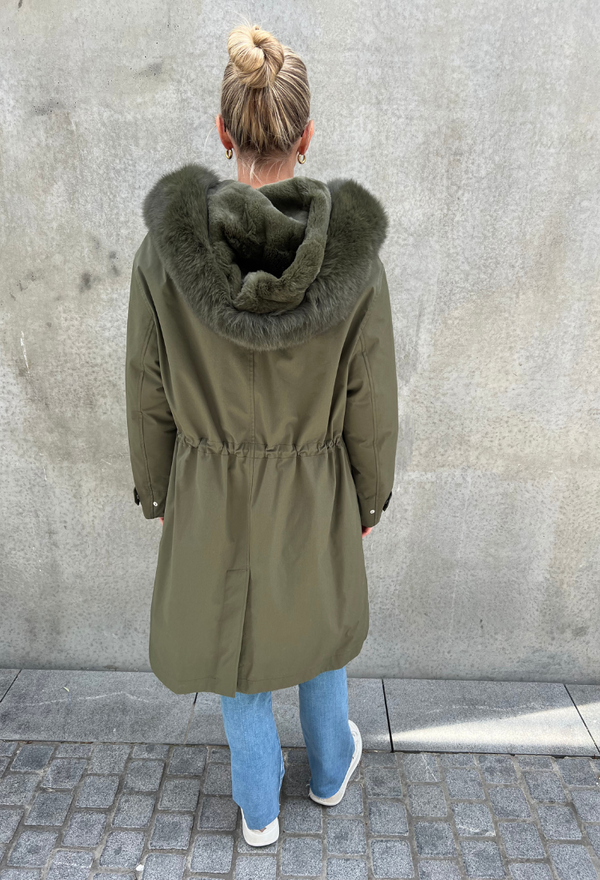 Parka Cotton Lined Fur 100cm Hunter Green