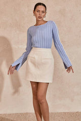 Eli Knit Top Heron Blue Ivory