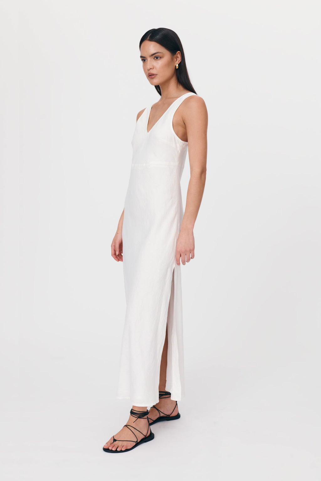 Regina Linen Maxi Dress Bone | Rowie – Deval boutique Wanaka