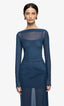 Marabou Long Sleeve Maxi Dress Petrol