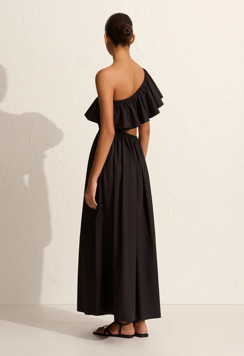 Asymmetric Ruffle Dress Black