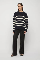 Cotton Striped Knit Navy Stripe