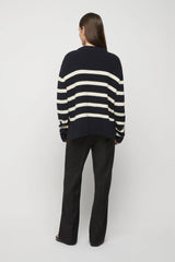 Cotton Striped Knit Navy Stripe