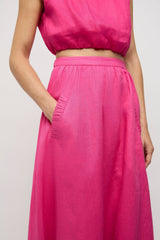 Adoni Linen Skirt Hot Pink