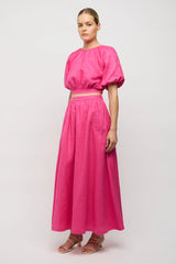 Adoni Linen Skirt Hot Pink