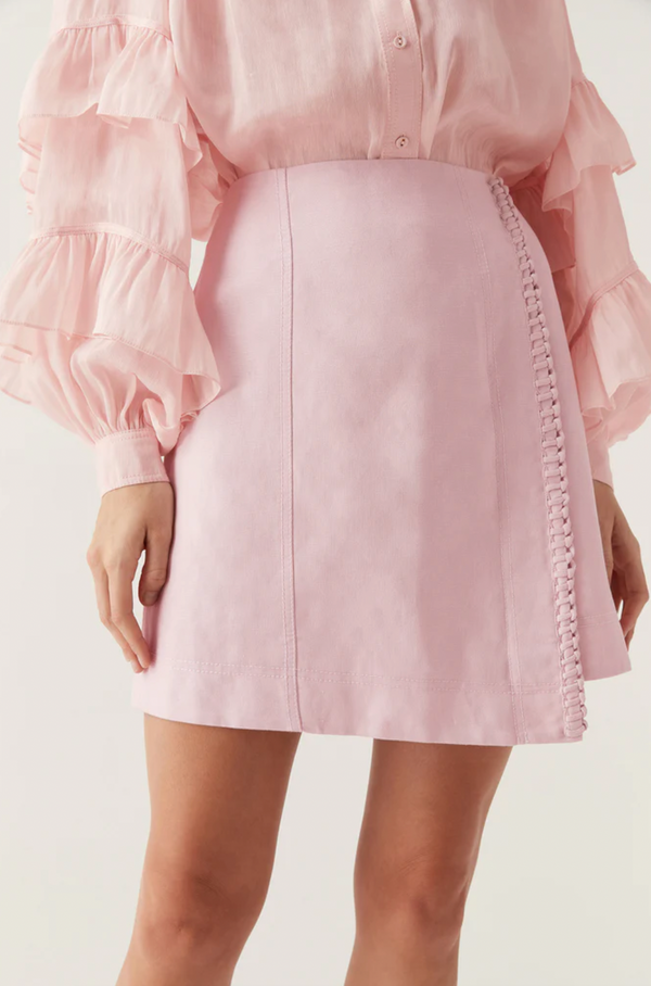 Theory Cinched Mini Skirt Soft Pink