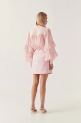 Theory Cinched Mini Skirt Soft Pink