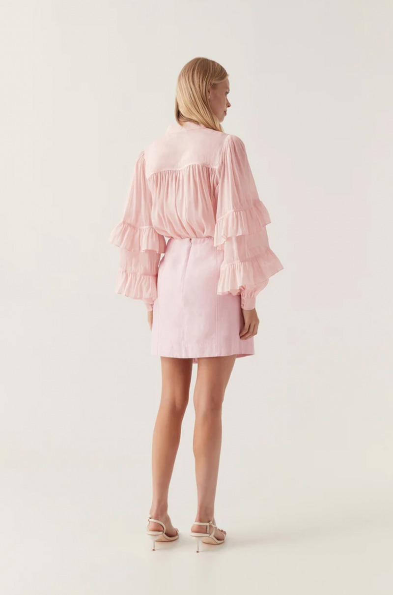 Theory Cinched Mini Skirt Soft Pink