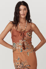 Mojave Lily Lace Up Cami Amber