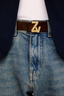Zv Initial Suede Belt Wood