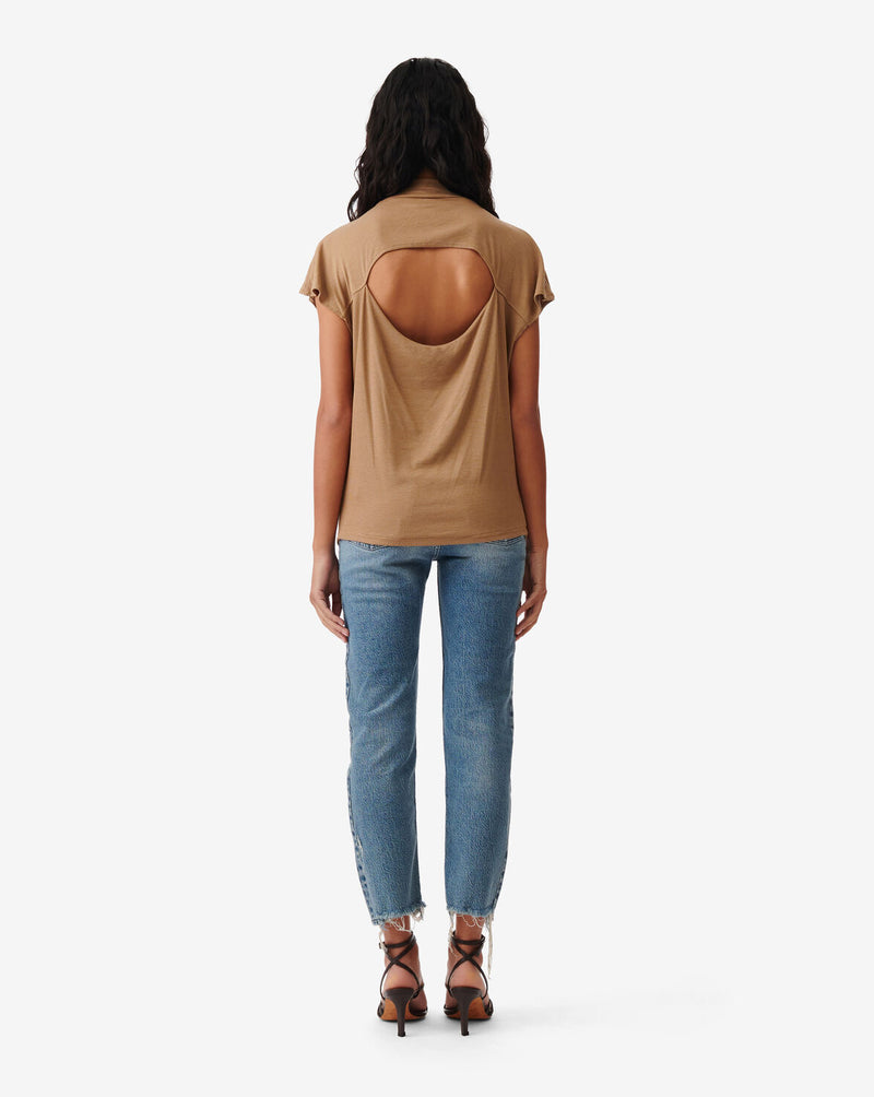 Pearle Cut Out Top Caramel Coffee