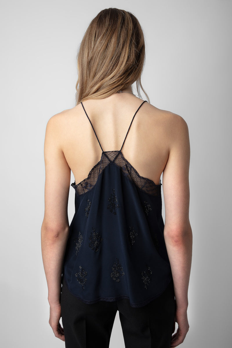 Christy Strass Silk Camisole  Encre