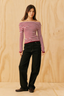 Emma Knit Long Sleeve Burgundy Pink Stripe