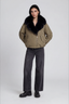 Goosedown Jacket With Fox Trim Army