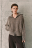 Collared Cashmere Zip-Up Dark Yellow/ Brown