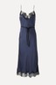Lace Slip Dress Blue Silk Satin Runway