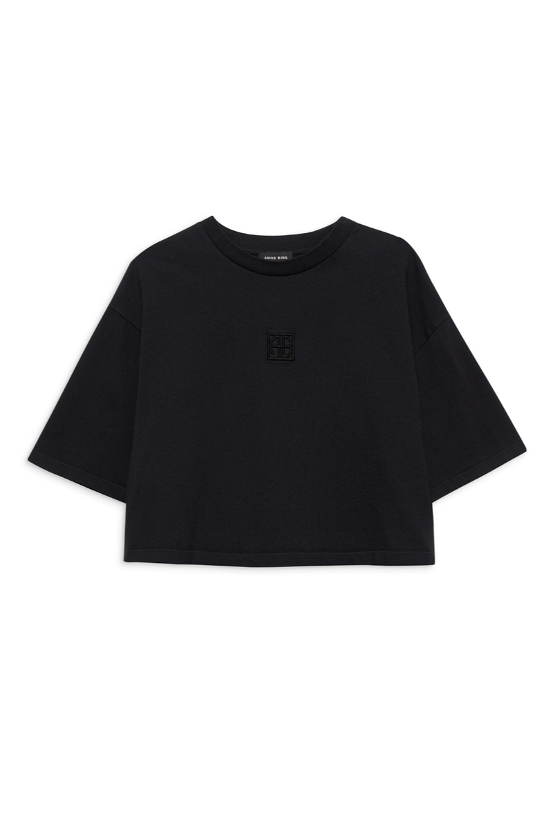 Myers Cropped Tee Framed Monogram Black