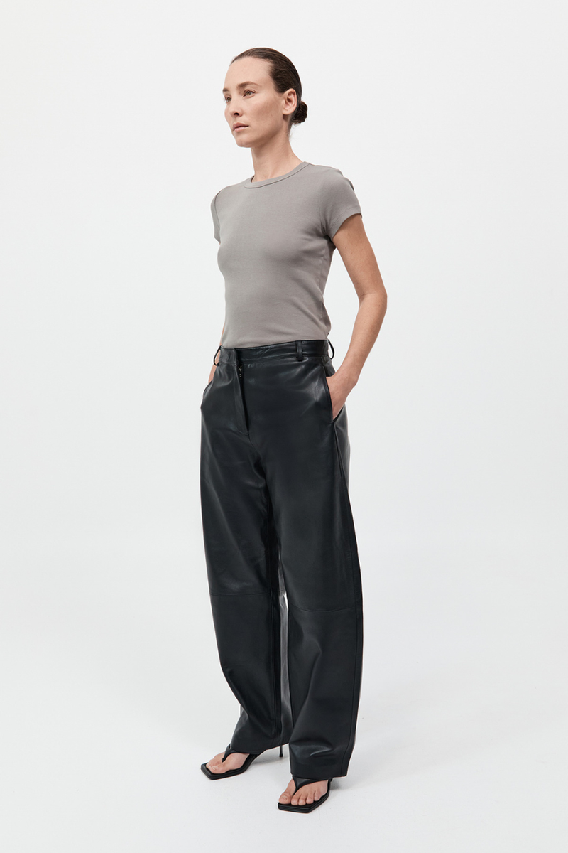 Leather Balloon Pants Black