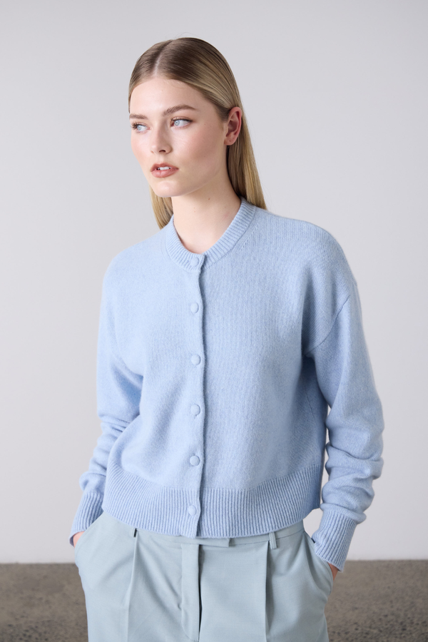 Boxy Cashmere Cardigan Sky