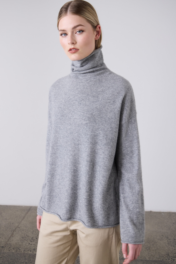 Mara Funnel Neck Grey Marle