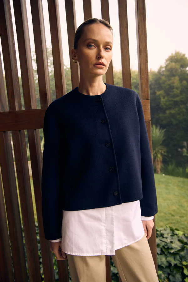 Double Faced Cardi Blazer Navy