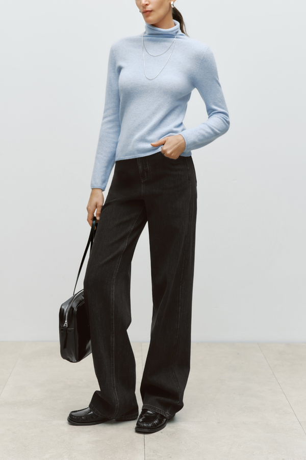 Cashmere High Neck Sweater Light Blue