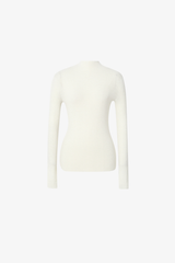 Pure Wool Mock Neck Sweater Plain White
