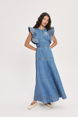 Stephi Denim Midi Dress Light Indigo