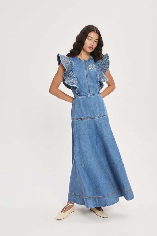 Stephi Denim Midi Dress Light Indigo