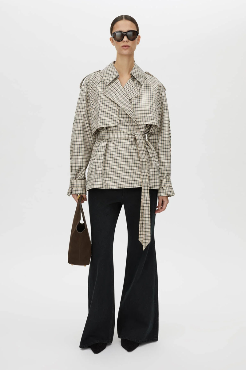Burdock Check Trench Jacket Birch Check