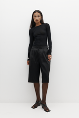 Merino Ruched LS Tee Black