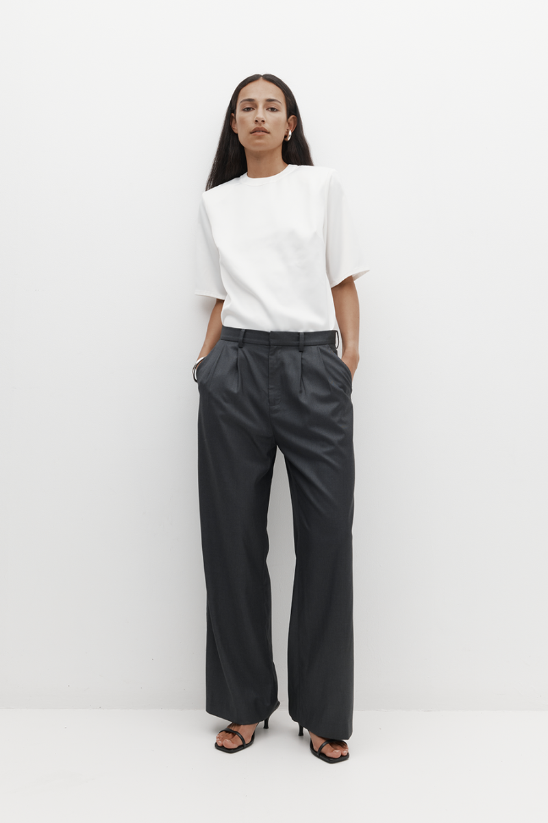 Double Pleated Trouser Charcoal