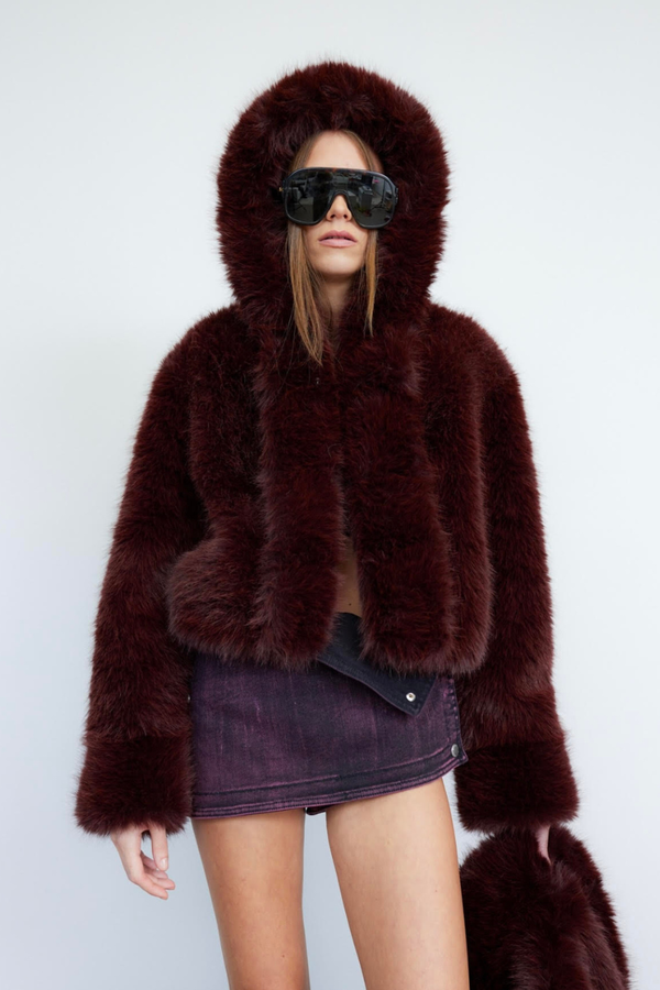 Scarlet Ecofur Jacket Bordeaux