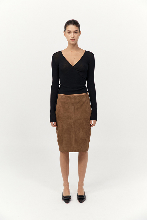 Baby Wool Wrap Top Black