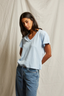 Hendrix Cotton Boxy V Neck Tee Sky Blue