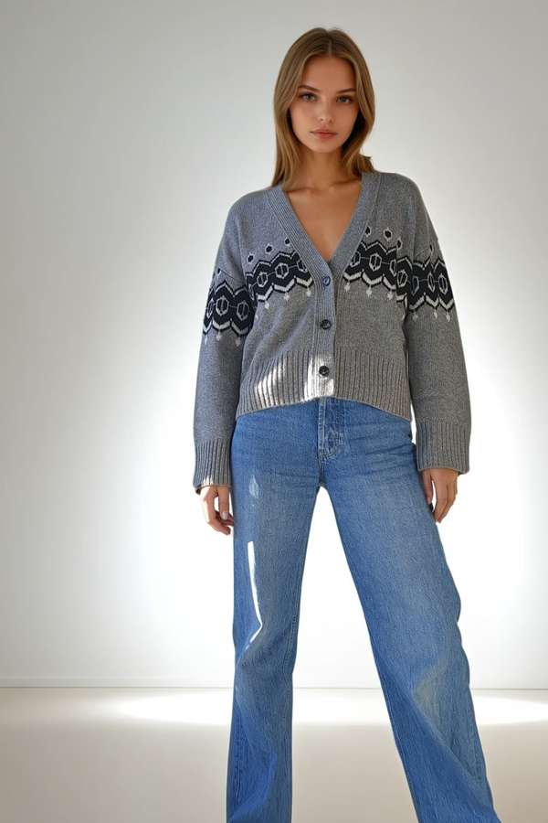 Fair Isle Cardigan Heather Grey