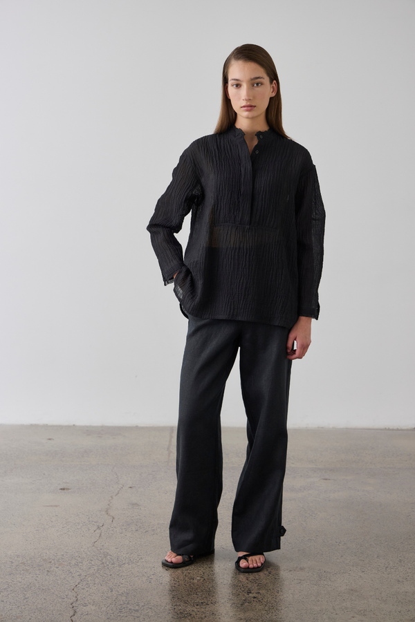 Relaxed Linen Shirt Black